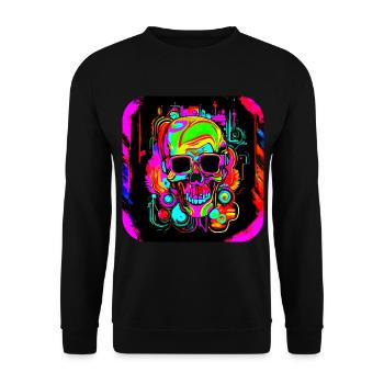 Neon Style Skull Neon Sign Glow - Unisex Sweatshirt - black - Front - Alina (178cm) & Michal (187cm)