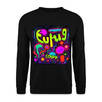 Neon Farben Leuchtend Stil UV - Unisex Pullover - Schwarz - Vorne - Alina (178cm) & Michal (187cm)