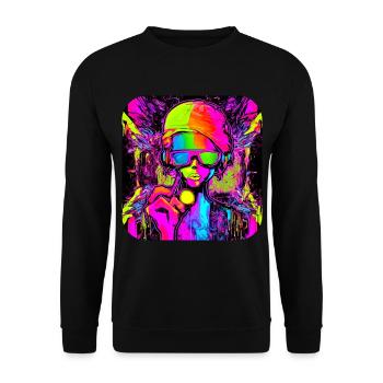 Neon Colors Colorful Creative Style Glow - Unisex Sweatshirt - black - Front - Alina (178cm) & Michal (187cm)