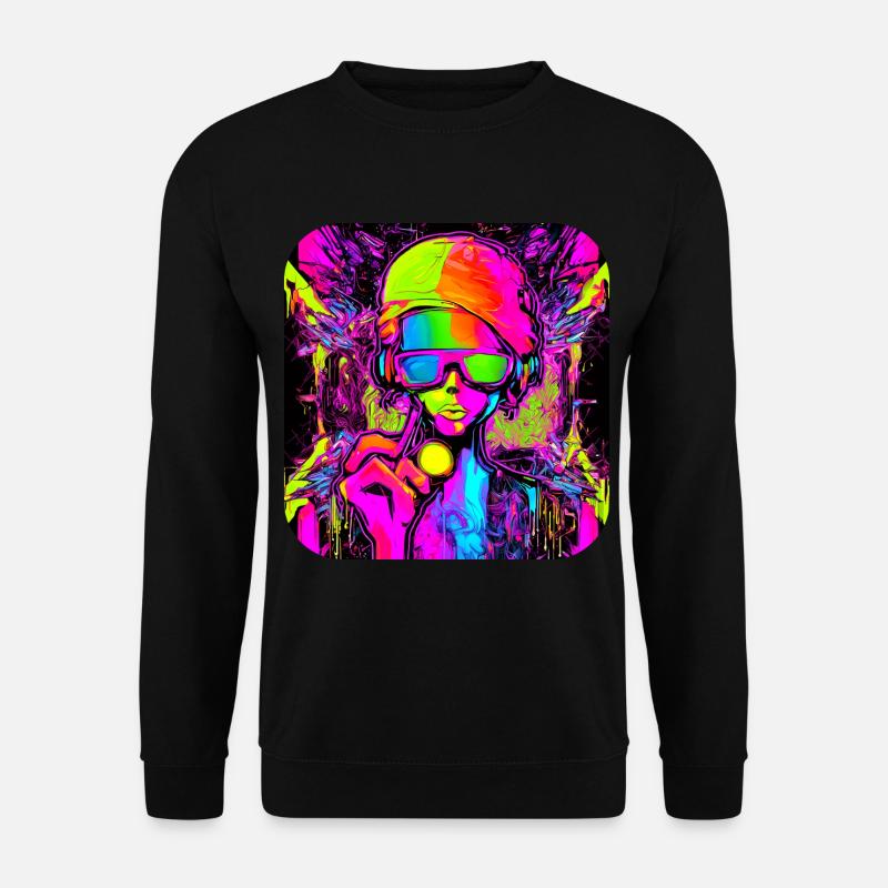 Neon Farben Bunt Kreativ Style Glow - Unisex Pullover - Schwarz