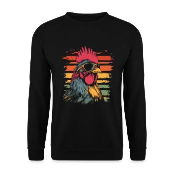 Hahn mit Sonnenbrille vintage - Unisex Pullover - Schwarz - Vorne - Alina (178cm) & Michal (187cm)