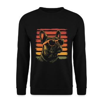 Französische Bulldogge mit Sonnenbrille Vintage - Unisex Pullover - Schwarz - Vorne - Alina (178cm) & Michal (187cm)
