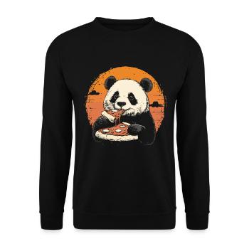Panda mange de la pizza - Sweat-shirt Unisexe - noir - Devant - Alina (178cm) & Michal (187cm)