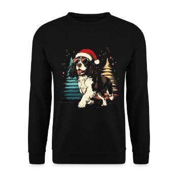 Épagneul springer anglais avec chapeau de Père Noël - Sweat-shirt Unisexe - noir - Devant - Alina (178cm) & Michal (187cm)