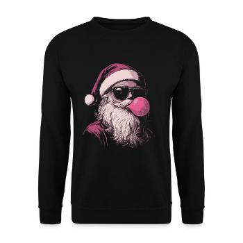 Weihnachtsmann mit Sonnenbrille kaut Kaugummi - Unisex Pullover - Schwarz - Vorne - Alina (178cm) & Michal (187cm)