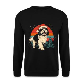 Bobtail Old English Sheepdog Weihnachten - Unisex Pullover - Schwarz - Vorne - Alina (178cm) & Michal (187cm)