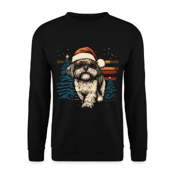 Cooler Shi Tzu Weihnachten - Unisex Pullover - Schwarz - Vorne - Alina (178cm) & Michal (187cm)