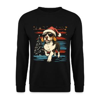 Beagle avec chapeau de Père Noël et lunettes de soleil - Sweat-shirt Unisexe - noir - Devant - Alina (178cm) & Michal (187cm)