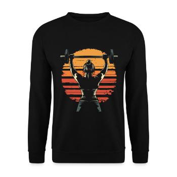 Weight training weightlifting woman vintage silhouette - Unisex Sweatshirt - black - Front - Alina (178cm) & Michal (187cm)