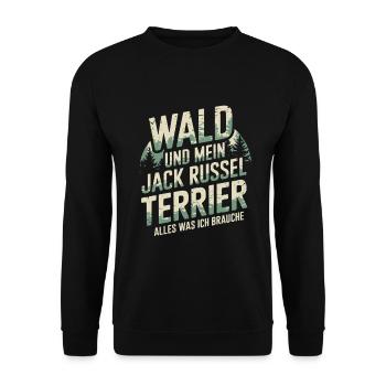 Wald und mein Jack Russel Terrier - Unisex Pullover - Schwarz - Vorne - Alina (178cm) & Michal (187cm)