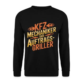 KFZ Mechaniker Grillen BBQ Spruch - Unisex Pullover - Schwarz - Vorne - Alina (178cm) & Michal (187cm)