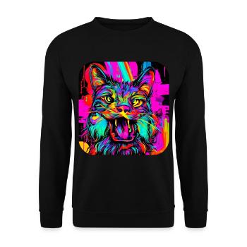 Neon Farben Bunt Kreativ Style Glow - Unisex Pullover - Schwarz - Vorne - Alina (178cm) & Michal (187cm)