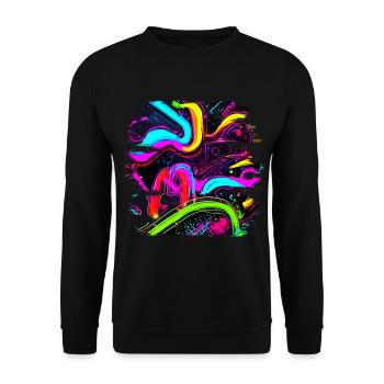 Neon Style 80s Retro Party Color Glow - Unisex Sweatshirt - black - Front - Alina (178cm) & Michal (187cm)