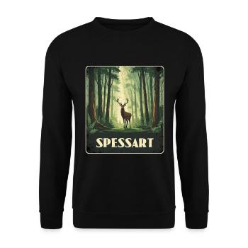 Spessart Hirsch Wald - Unisex Pullover - Schwarz - Vorne - Alina (178cm) & Michal (187cm)