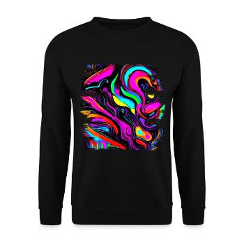 Neon Farben Bunt Kreativ Style Glow - Unisex Pullover - Schwarz - Vorne - Alina (178cm) & Michal (187cm)