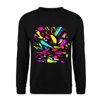 Neon Style 80s Retro Party Color Glow - Unisex Pullover - Schwarz - Vorne - Alina (178cm) & Michal (187cm)
