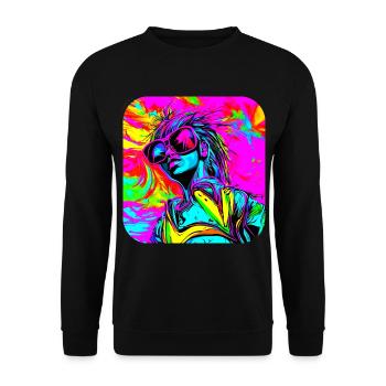 Neon Funky Pop Star Glow Party - Unisex Sweatshirt - black - Front - Alina (178cm) & Michal (187cm)