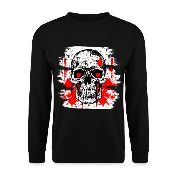 Totenschädel Tattoo Heavy Metal Rocker - Unisex Pullover - Schwarz - Vorne - Alina (178cm) & Michal (187cm)