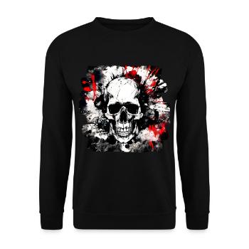 Totenkopf Trash Polka Heavy Metal - Unisex Pullover - Schwarz - Vorne - Alina (178cm) & Michal (187cm)