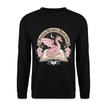 Fantasy Bookworm: Dragon in the Book Realm - Unisex Sweatshirt - black - Front - Alina (178cm) & Michal (187cm)