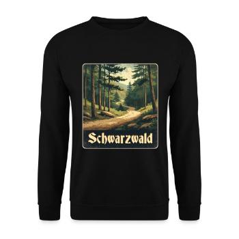 Schwarzwald Waldweg - Unisex Pullover - Schwarz - Vorne - Alina (178cm) & Michal (187cm)