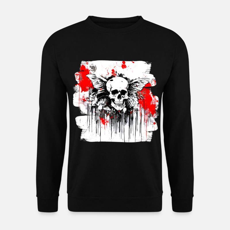 crâne éclaboussure trash polka tattoo - Sweat-shirt Unisexe - noir