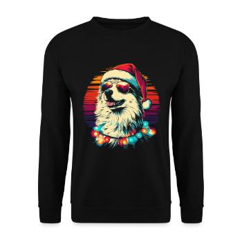 Samoyed Santa hat and sunglasses - Unisex Sweatshirt - black - Front - Alina (178cm) & Michal (187cm)