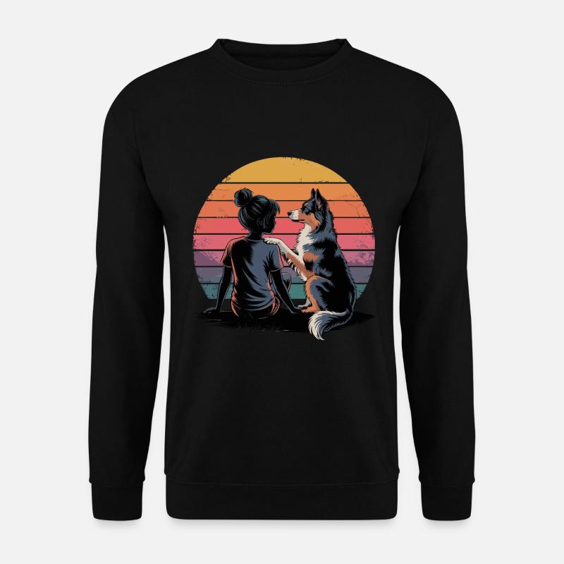 Freundschaft: Mädchen & treuer Hund - Unisex Pullover - Schwarz