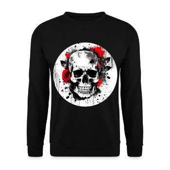 Totenschädel Tattoo Heavy Metal Rocker - Unisex Pullover - Schwarz - Vorne - Alina (178cm) & Michal (187cm)