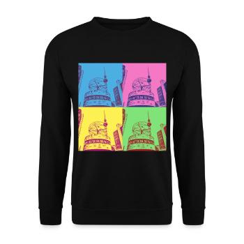 Berlin Skyline City Germany Pop Art Style - Unisex Sweatshirt - black - Front - Alina (178cm) & Michal (187cm)