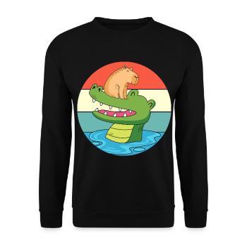Capybara Capibara - Unisex Pullover - Schwarz - Vorne - Alina (178cm) & Michal (187cm)