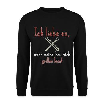 J’adore quand ma femme me laisse griller - Sweat-shirt Unisexe - noir - Devant - Alina (178cm) & Michal (187cm)