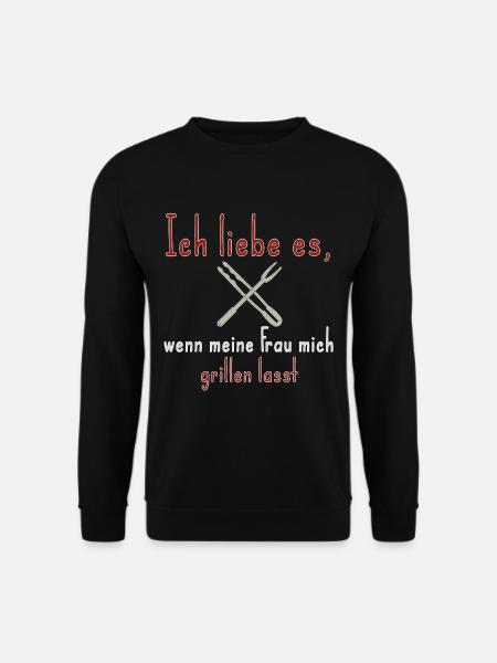 Ich liebe es, wenn meine Frau mich grillen lässt - Unisex Pullover - Schwarz
