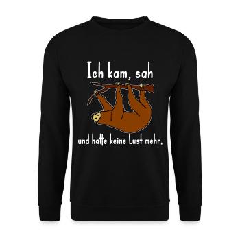 Faultier keine Lust Spruch kein Bock - Unisex Pullover - Schwarz - Vorne - Alina (178cm) & Michal (187cm)