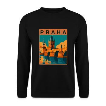 Prag Karlsbrücke - Unisex Pullover - Schwarz - Vorne - Alina (178cm) & Michal (187cm)