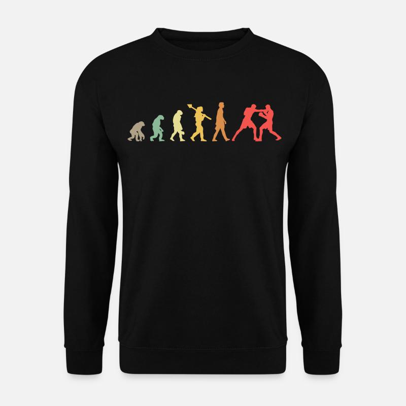 Boxing Evolution Boxen Entwicklung Retro - Unisex Pullover - Schwarz