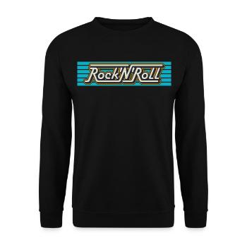 Rock 'N' Roll Retro Typography Logo - Unisex Sweatshirt - black - Front - Alina (178cm) & Michal (187cm)