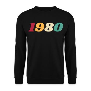 1980 Gift 1980 Birthday 1980 Retro 1980's - Unisex Sweatshirt - black - Front - Alina (178cm) & Michal (187cm)