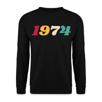1974 Cadeau 1974 Anniversaire 1974 Rétro 1974  - Sweat-shirt Unisexe - noir - Devant - Alina (178cm) & Michal (187cm)