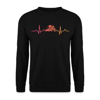 Trucker Sunset Heartbeat Trucker - Unisex Pullover - Schwarz - Vorne - Alina (178cm) & Michal (187cm)