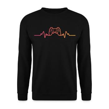 Gamer Sunset Heartbeat Gaming - Unisex Pullover - Schwarz - Vorne - Alina (178cm) & Michal (187cm)