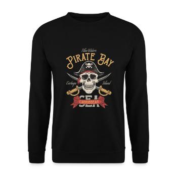 Pirates Océan Océan océan Crâne de mort bateau Skull - Sweat-shirt Unisexe - noir - Devant - Alina (178cm) & Michal (187cm)