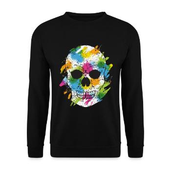 Watercolor Skull Skull Colors Colorful Horror - Unisex Sweatshirt - black - Front - Alina (178cm) & Michal (187cm)