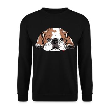 Bulldog anglais allongé fatigué - Sweat-shirt Unisexe - noir - Devant - Alina (178cm) & Michal (187cm)