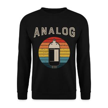Retro Analog Modular Synthesizer Musician - Unisex Sweatshirt - black - Front - Alina (178cm) & Michal (187cm)