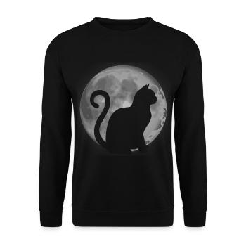 mignon chat silhouette lune animal - Sweat-shirt Unisexe - noir - Devant - Alina (178cm) & Michal (187cm)