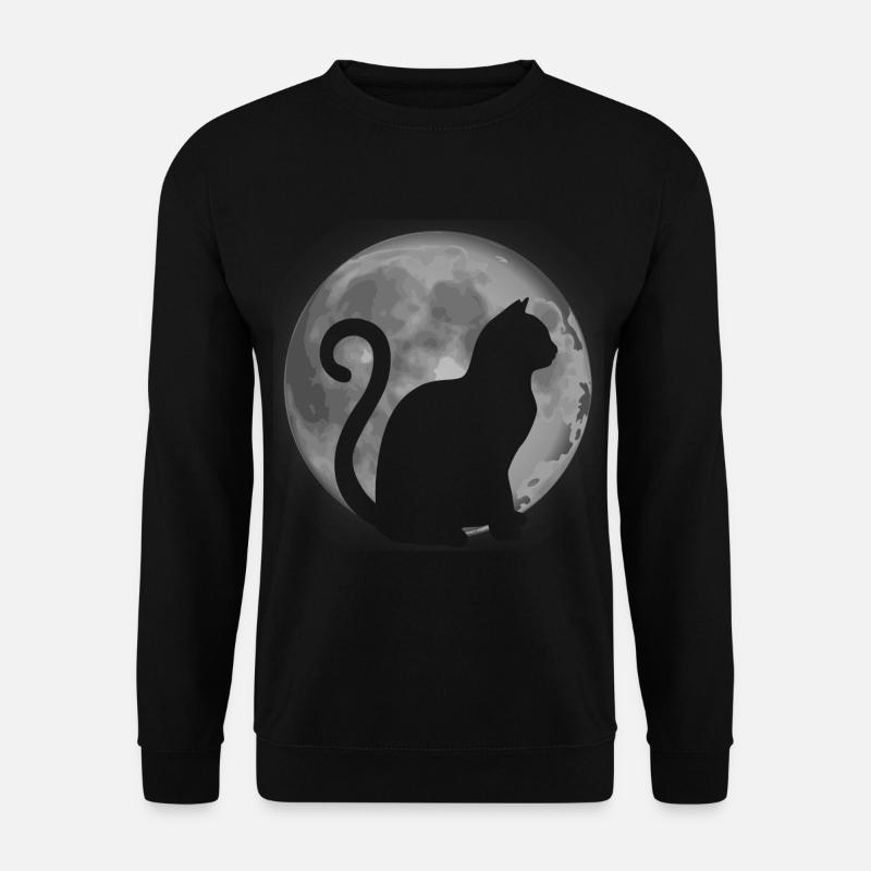 Cute cat silhouette moon animal - Unisex Sweatshirt - black