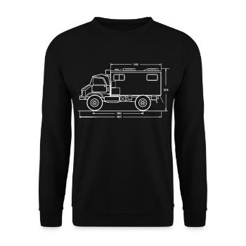 Unimog - Oldtimer - Offroad - Universal motor device - Unisex Sweatshirt - black - Front - Alina (178cm) & Michal (187cm)