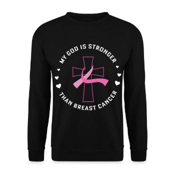 Mon Dieu est plus fort que le cancer du sein Jésus Croix - Sweat-shirt Unisexe - noir - Devant - Alina (178cm) & Michal (187cm)