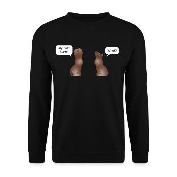 My butt hurts - Unisex Sweatshirt - black - Front - Alina (178cm) & Michal (187cm)